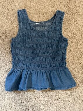 Smocked Peplum Tank Top - Blue